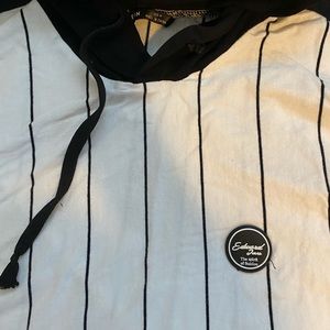 White Pinstripe shirt with a hood